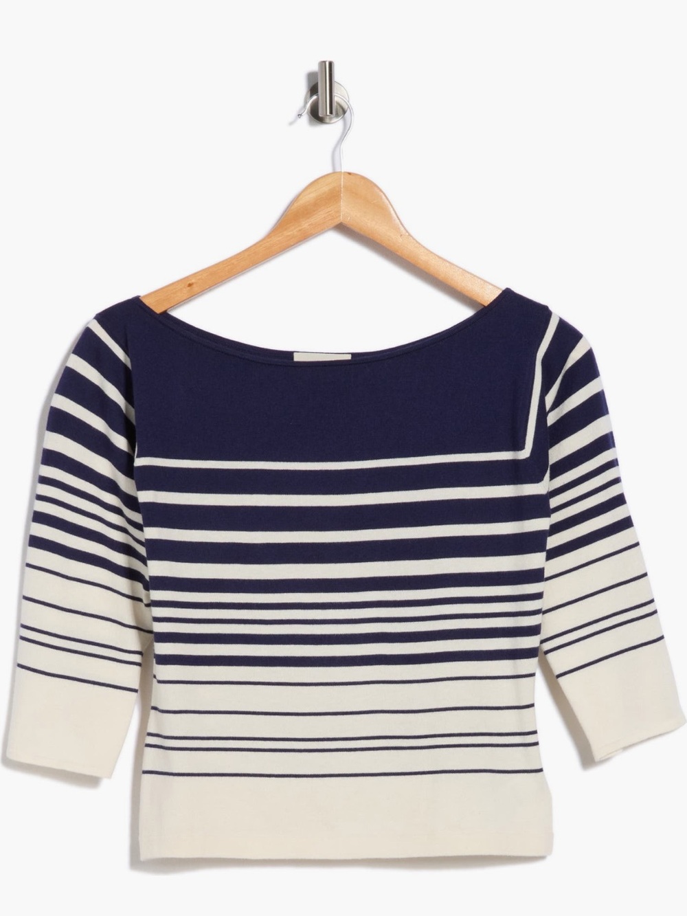 DL1961 Navy and Cream Striped Boatneck Sweater